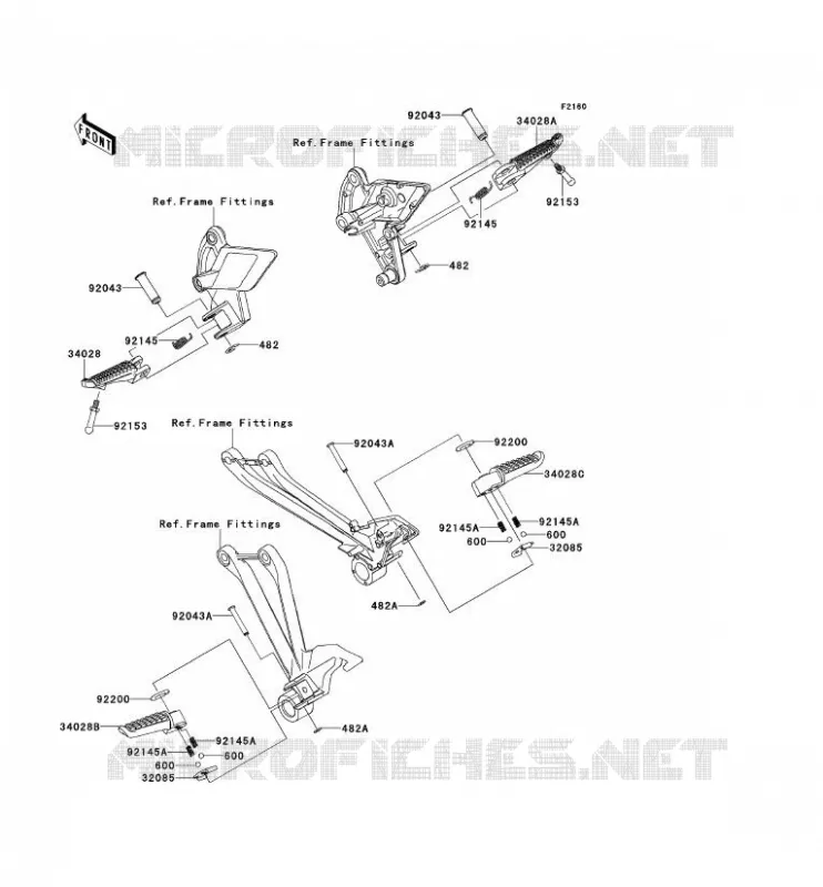FOOTREST Kawasaki MOTOS 1000 2010 Z1000  ZR1000DAF
