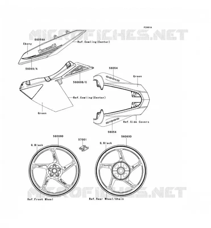 STICKER(GREEN) Kawasaki MOTOS 1000 2011 Z1000  ZR1000DBF