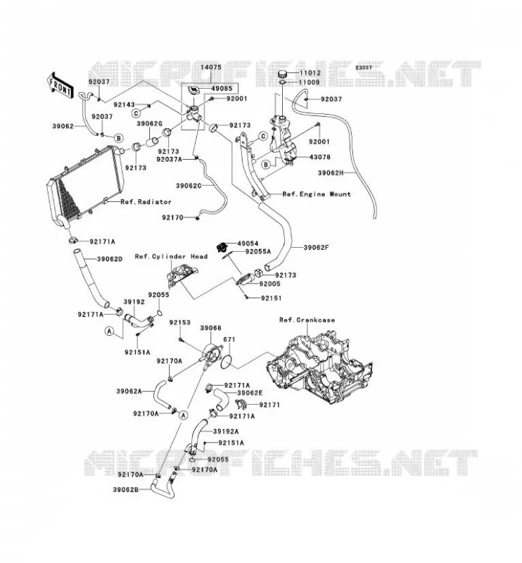 WATER PIPE Kawasaki MOTOS 1000 2011 Z1000  ZR1000DBF