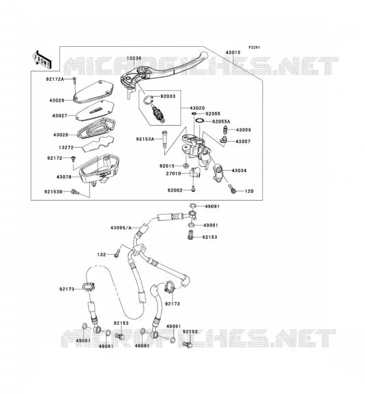 FRONT MASTER CYLINDER Kawasaki MOTOS 1000 2012 Z1000  ZR1000DCF
