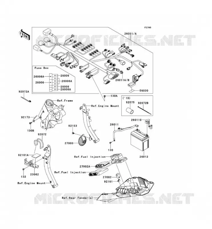 CHASSIS ELECTRICAL EQUIPMENT Kawasaki MOTOS 1000 2012 Z1000  ZR1000DCF