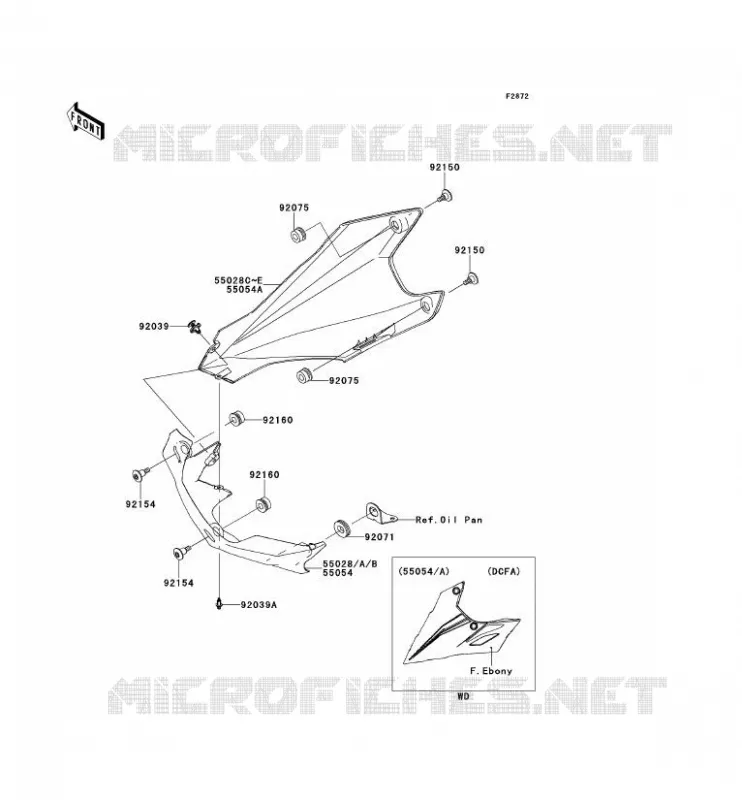LOWER COWLING Kawasaki MOTOS 1000 2012 Z1000  ZR1000DCF