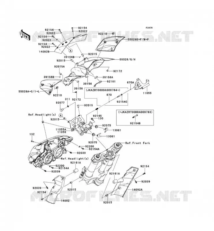 COWLING(SUPERIEUR) Kawasaki MOTOS 1000 2012 Z1000  ZR1000DCF