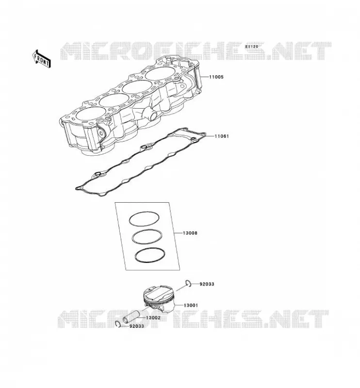 CYLINDER - PISTON  Kawasaki MOTOS 1000 2012 Z1000  ZR1000DCF