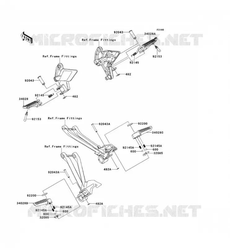 FOOTREST Kawasaki MOTOS 1000 2012 Z1000  ZR1000DCF