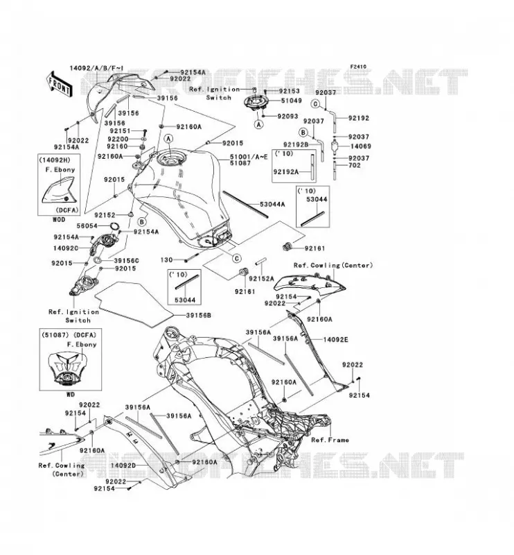 FUEL TANK Kawasaki MOTOS 1000 2012 Z1000  ZR1000DCF