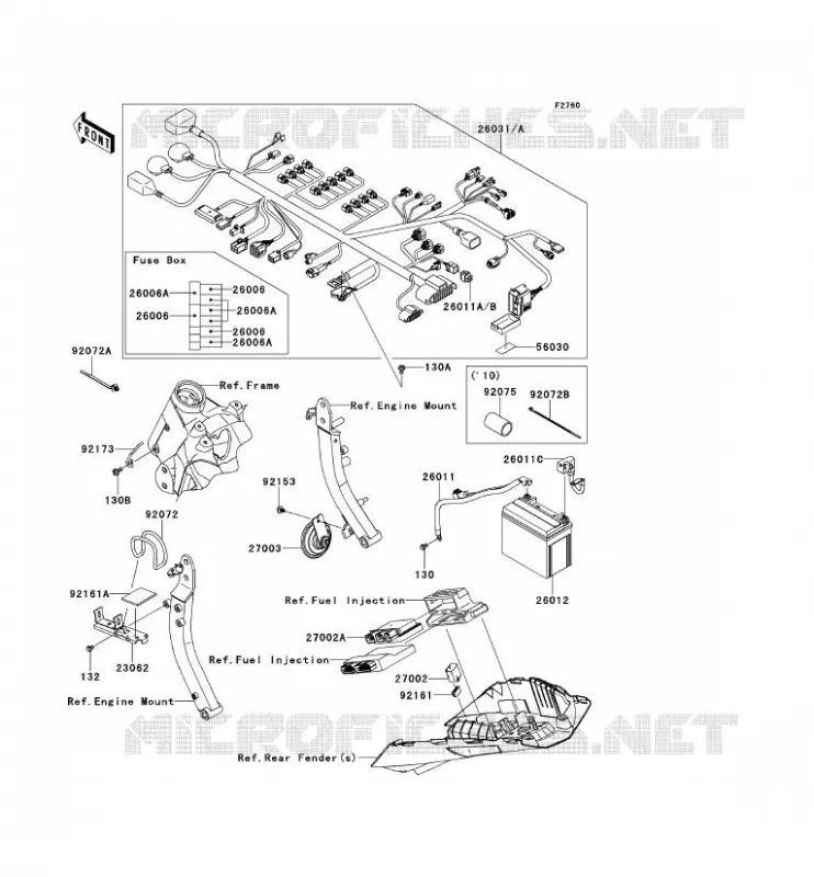 CHASSIS ELECTRICAL EQUIPMENT Kawasaki MOTOS 1000 2012 Z1000  ZR1000DCFA