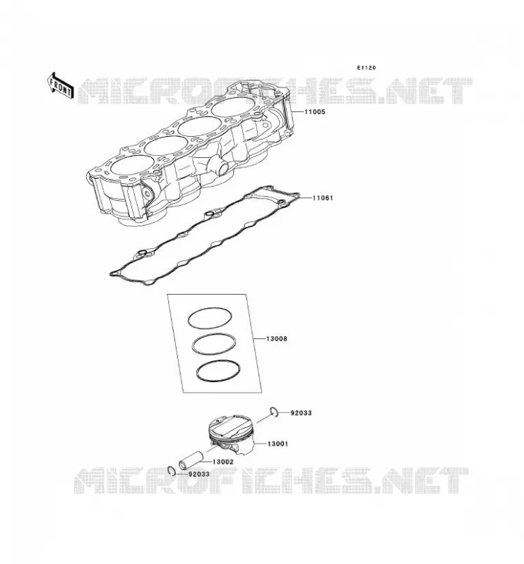 CYLINDER - PISTON  Kawasaki MOTOS 1000 2012 Z1000  ZR1000DCFA