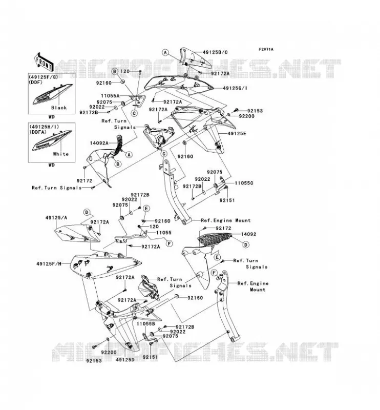COWLING(CENTRALE) Kawasaki MOTOS 1000 2013 Z1000  ZR1000DDF