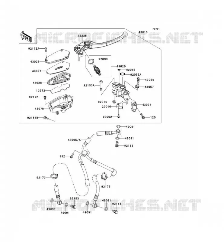 FRONT MASTER CYLINDER Kawasaki MOTOS 1000 2013 Z1000  ZR1000DDF