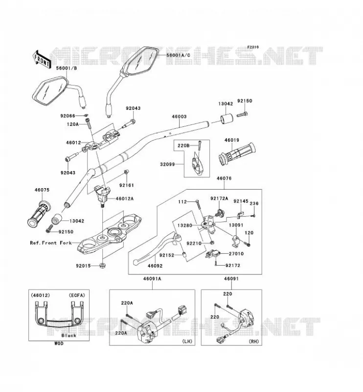 HANDLEBAR Kawasaki MOTOS 1000 2011 Z1000 ABS  ZR1000EBF