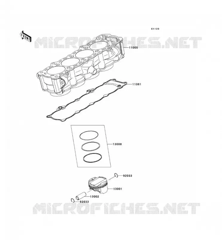 CYLINDER - PISTON  Kawasaki MOTOS 1000 2012 Z1000 ABS  ZR1000ECF