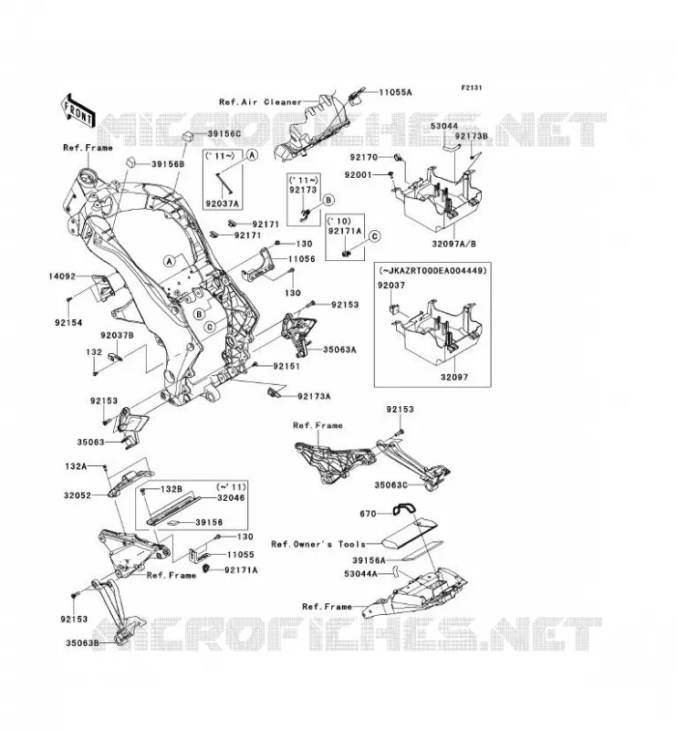 FRAME PARTS (COUVERTURE) Kawasaki MOTOS 1000 2012 Z1000 ABS  ZR1000ECF