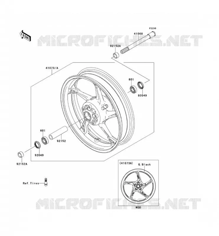 FRONT HUB Kawasaki MOTOS 1000 2012 Z1000 ABS  ZR1000ECF