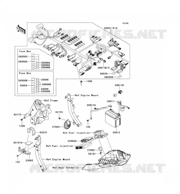 CHASSIS ELECTRICAL EQUIPMENT Kawasaki MOTOS 1000 2012 Z1000 ABS  ZR1000ECF
