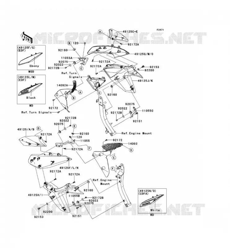 COWLING(CENTRALE) Kawasaki MOTOS 1000 2013 Z1000 ABS  ZR1000EDF