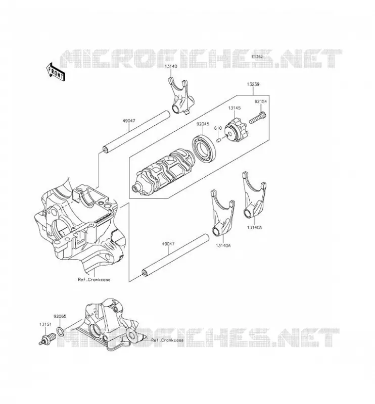GEAR CHANGE DRUM - SHIFT FORKS Kawasaki MOTOS 1000 2014 Z1000  ZR1000FEF