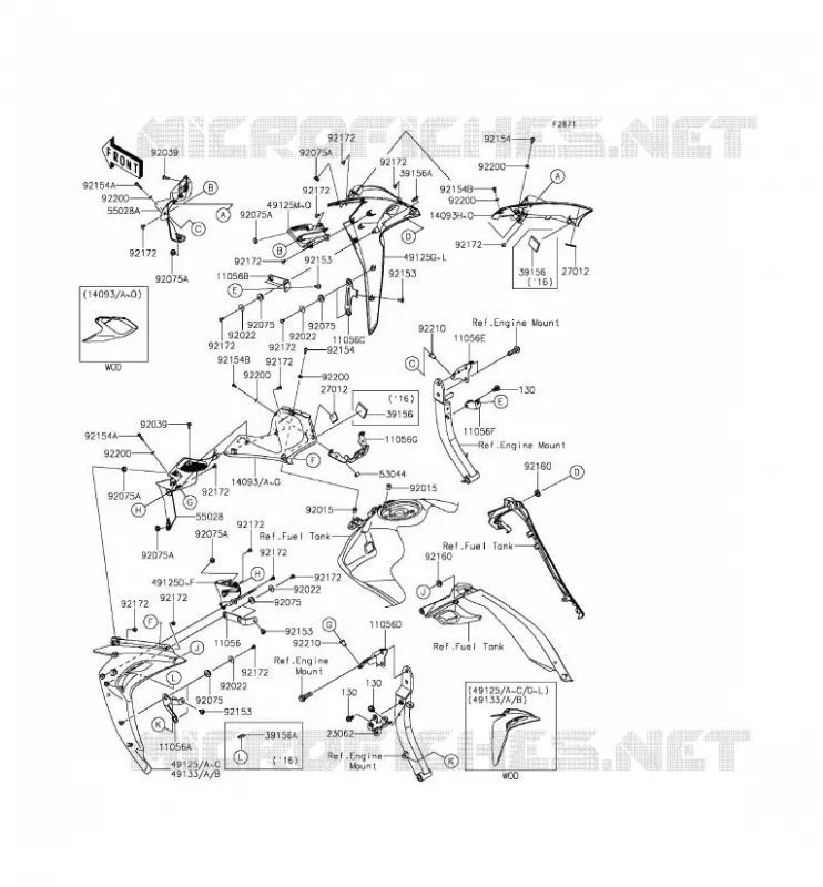 COWLING(CENTRALE) Kawasaki MOTOS 1000 2015 Z1000  ZR1000FFF