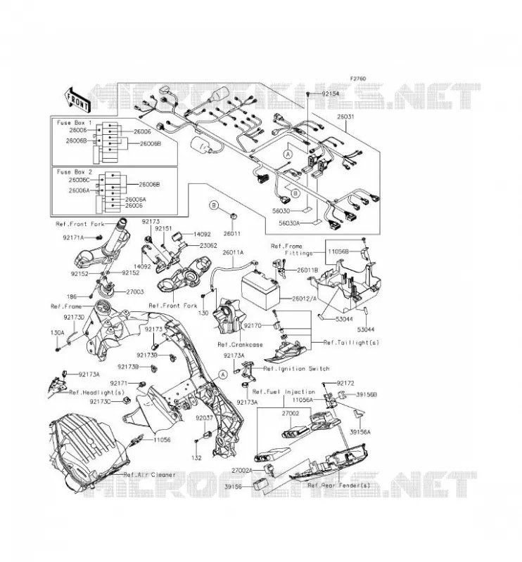 CHASSIS ELECTRICAL EQUIPMENT Kawasaki MOTOS 1000 2014 Z1000 ABS  ZR1000GEF