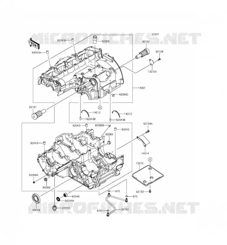 CRANKCASE(S) Kawasaki MOTOS 1000 2014 Z1000 ABS  ZR1000GEFA