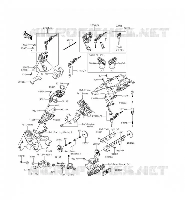 SWITCH - REFLECTORS Kawasaki MOTOS 1000 2014 Z1000 ABS  ZR1000GEFA