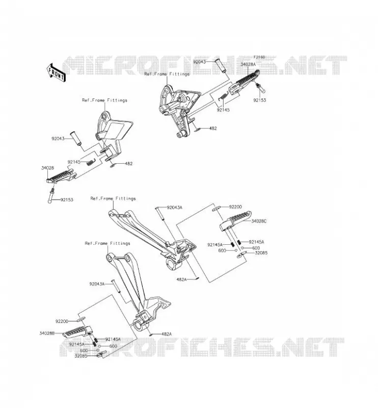 FOOTREST Kawasaki MOTOS 1000 2015 Z1000 ABS  ZR1000GFF
