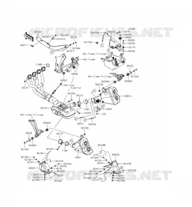 EXHAUST Kawasaki MOTOS 1000 2015 Z1000 ABS  ZR1000GFF