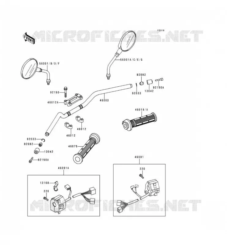 HANDLEBAR Kawasaki MOTOS 1100 1995 ZEPHYR 1100  ZR1100-A4
