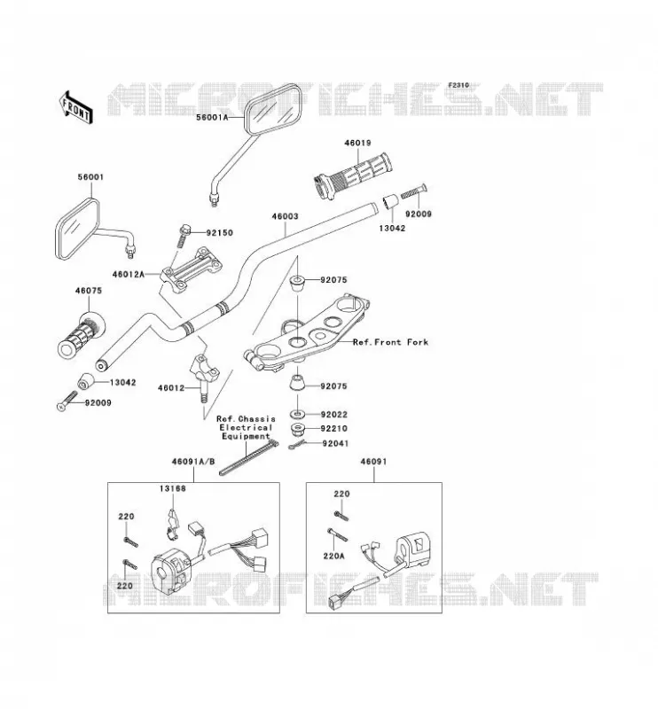 HANDLEBAR Kawasaki MOTOS 1200 2002 ZRX1200R  ZR1200-A2