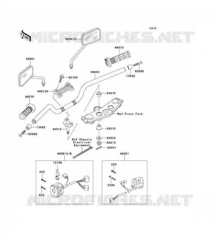 HANDLEBAR Kawasaki MOTOS 1200 2003 ZRX1200R  ZR1200-A3