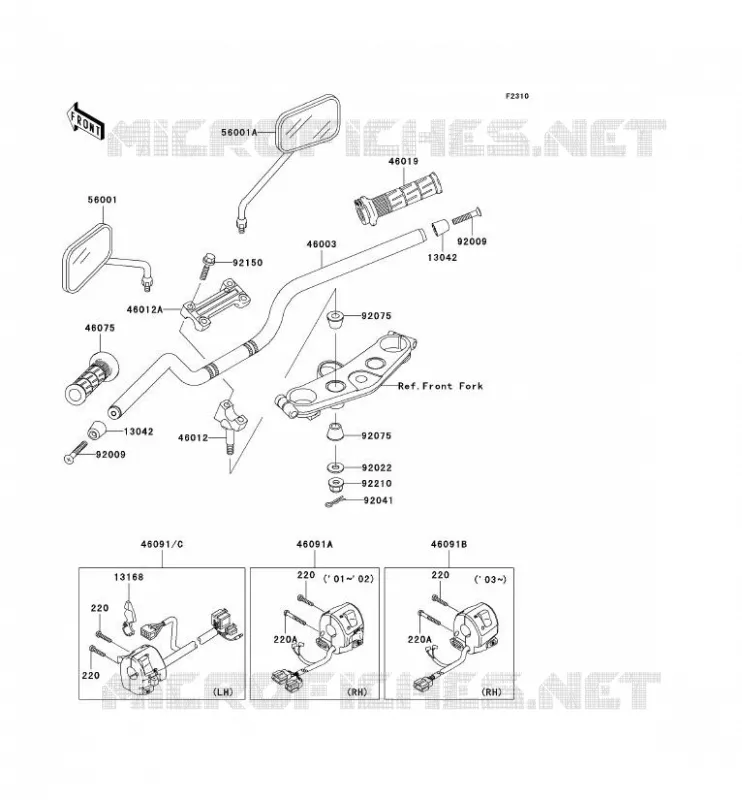 HANDLEBAR Kawasaki MOTOS 1200 2003 ZRX1200R  ZR1200-A3P