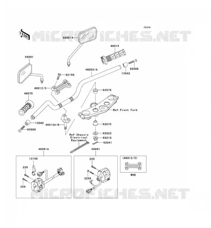 HANDLEBAR Kawasaki MOTOS 1200 2004 ZRX1200R  ZR1200-A4