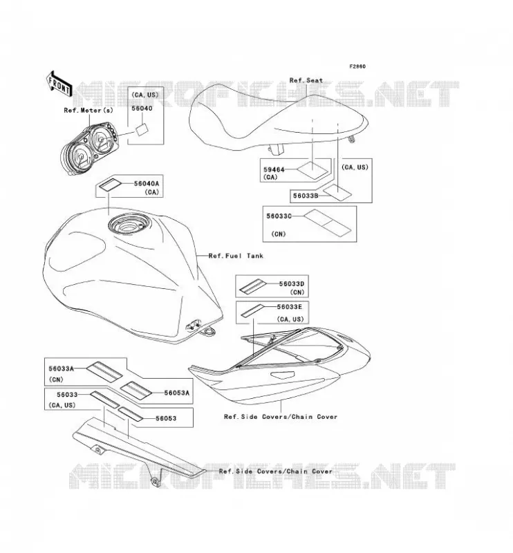LABELS Kawasaki MOTOS 750 2006 Z750S  ZR750K6F