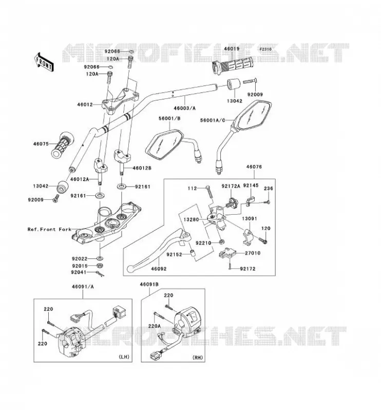 HANDLEBAR Kawasaki MOTOS 750 2007 Z750 ABS  ZR750M7F