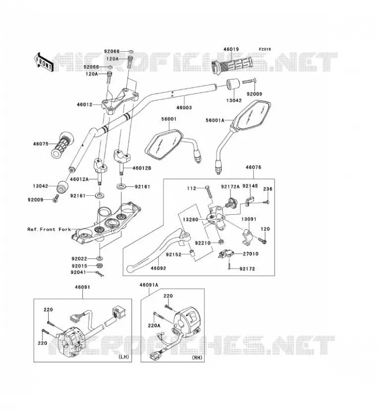 HANDLEBAR Kawasaki MOTOS 750 2011 Z750 ABS  ZR750MBF