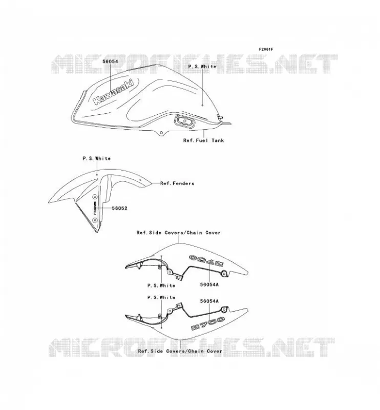 STICKER(P.S.WHITE) Kawasaki MOTOS 750 2012 Z750 ABS  ZR750MCF