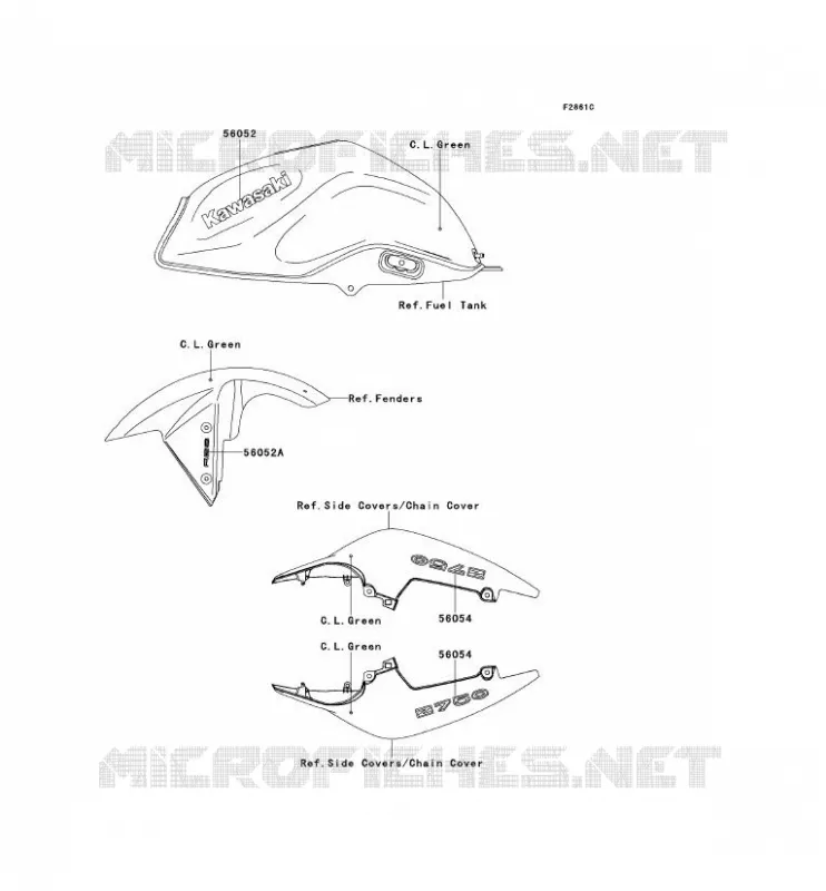 STICKER(C.L.VERT) Kawasaki MOTOS 750 2012 Z750 ABS  ZR750MCF