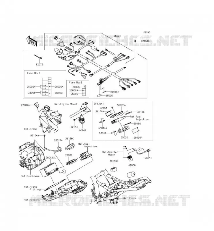 CHASSIS ELECTRICAL EQUIPMENT Kawasaki MOTOS 800 2014 Z800  ZR800AEF