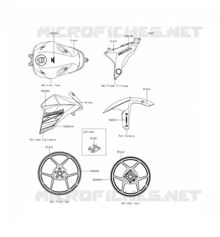 STICKER(GREEN) Kawasaki MOTOS 800 2013 Z800 ABS  ZR800BDS