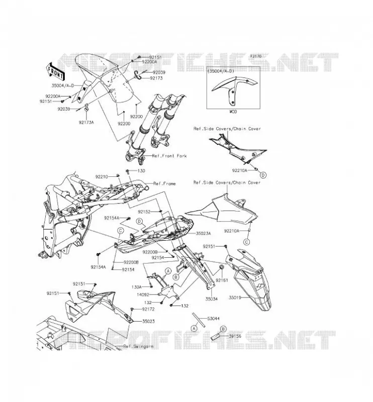 FENDER Kawasaki MOTOS 800 2014 Z800 ABS  ZR800BEF