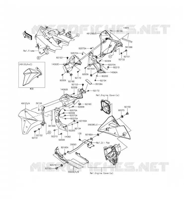 LOWER COWLING Kawasaki MOTOS 800 2014 Z800 ABS  ZR800BEF