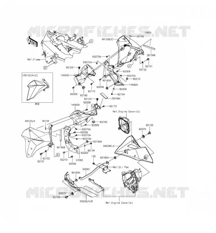 LOWER COWLING Kawasaki MOTOS 800 2014 Z800 ABS  ZR800BEF