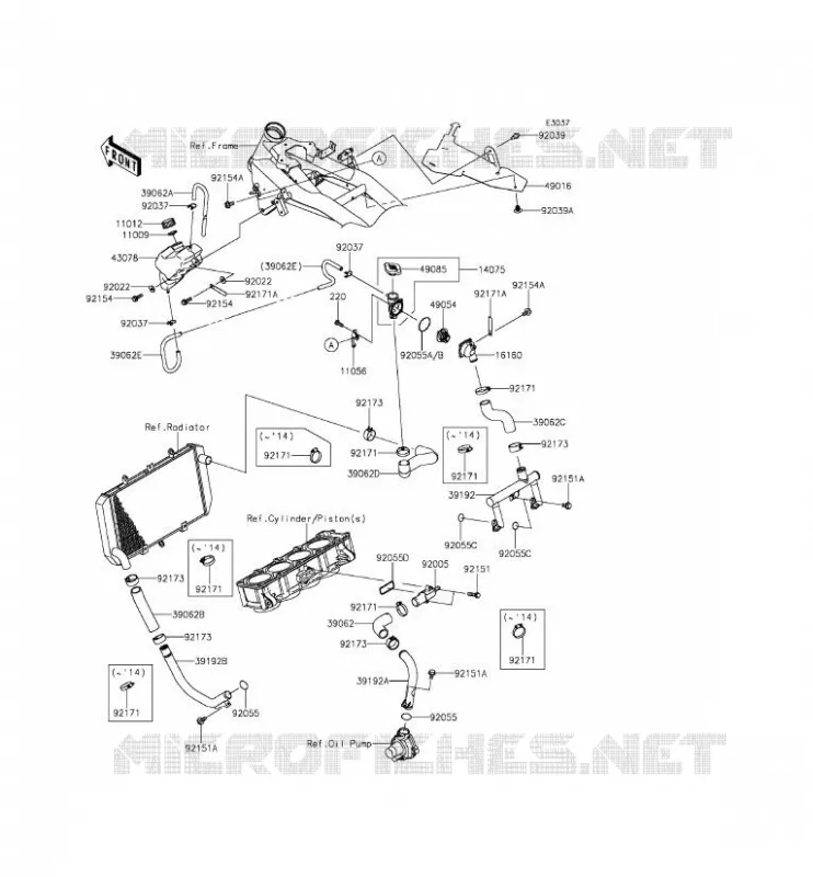 WATER PIPE Kawasaki MOTOS 800 2014 Z800 ABS  ZR800BEF