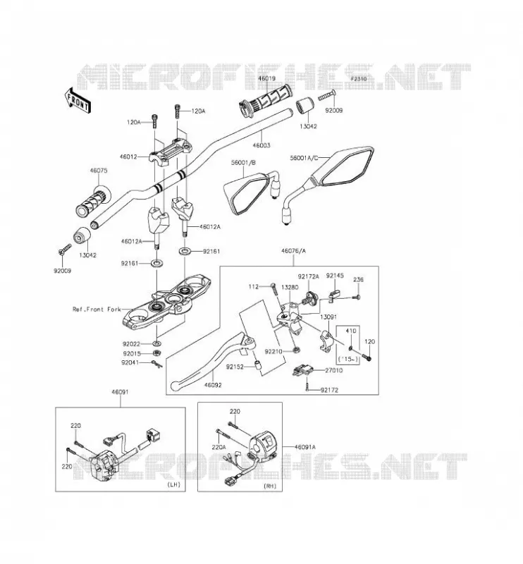 HANDLEBAR Kawasaki MOTOS 800 2013 Z800  ZR800CDS