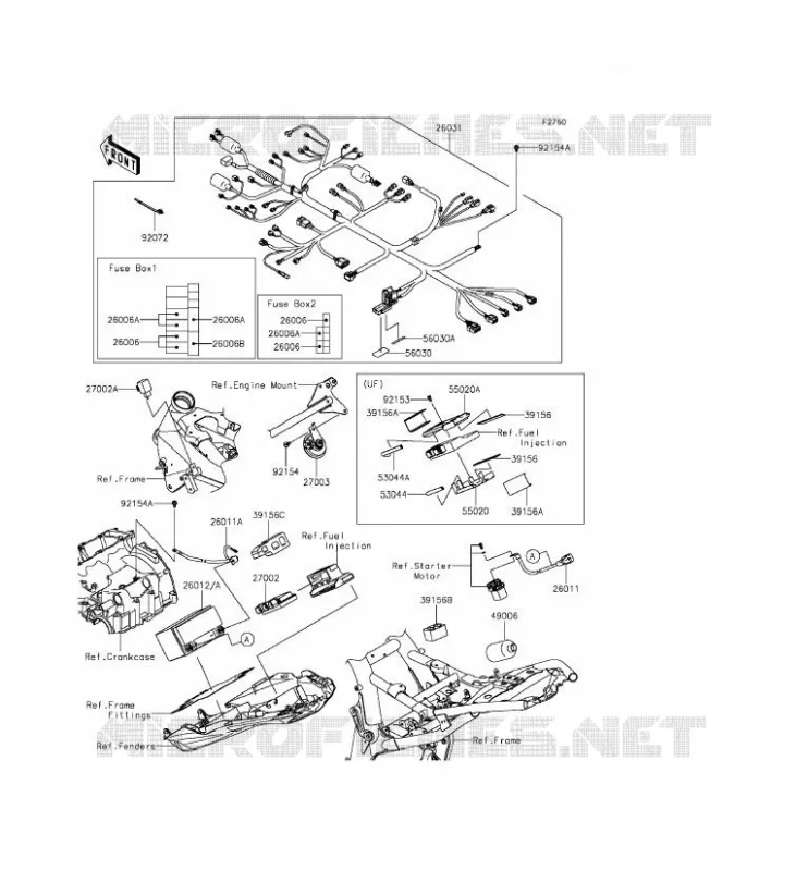 CHASSIS ELECTRICAL EQUIPMENT Kawasaki MOTOS 800 2014 Z800  ZR800CEF
