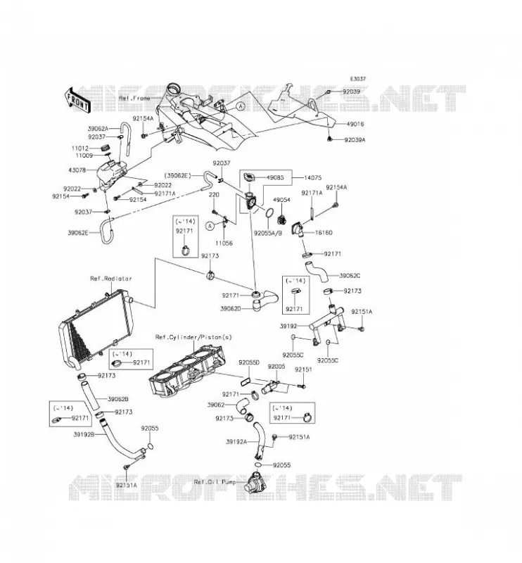 WATER PIPE Kawasaki MOTOS 800 2014 Z800  ZR800CEF