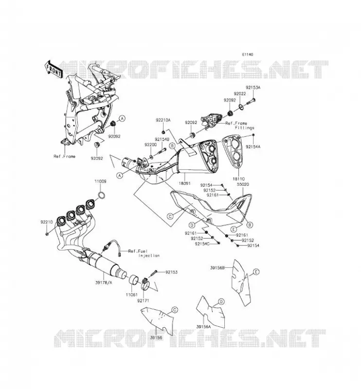 EXHAUST Kawasaki MOTOS 800 2014 Z800 ABS  ZR800DEF