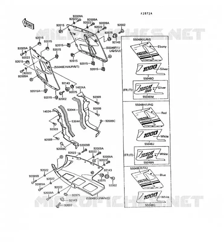LOWER COWLING Kawasaki MOTOS 1000 1989 ZX-10  ZX1000-B2