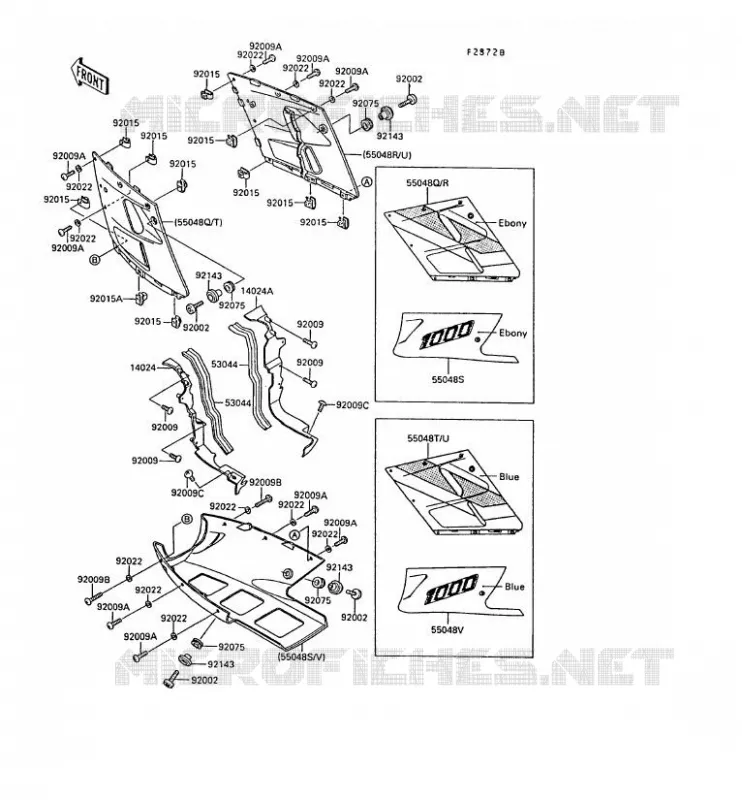LOWER COWLING Kawasaki MOTOS 1000 1990 ZX-10  ZX1000-B3