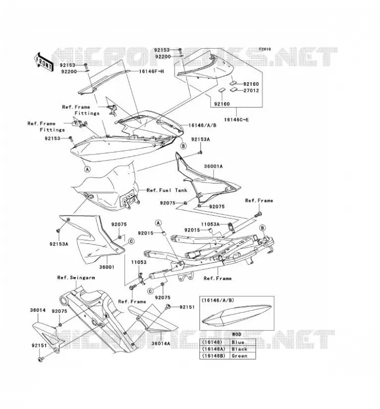 SIDE COVERS - CHAIN COVER Kawasaki MOTOS 1000 2004 NINJA ZX-10R  ZX1000-C1H